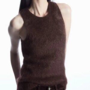 COS Knitted Mohair Tank Chocolate Size Medium